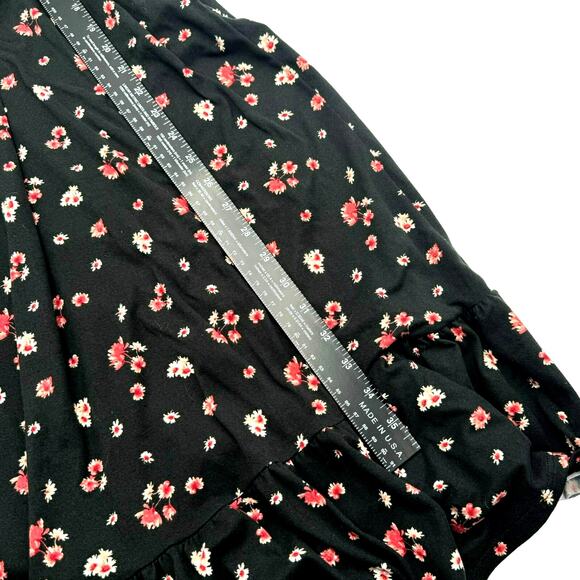 CITRUS & LEMON Women Medium Black pink Ditsy floral print faux wrap dress ruffle - Picture 7 of 7
